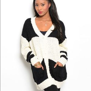 BNWT White and Black Fleece Cardigan